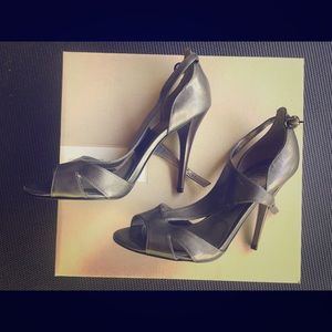 GUESS Silver open toe heels